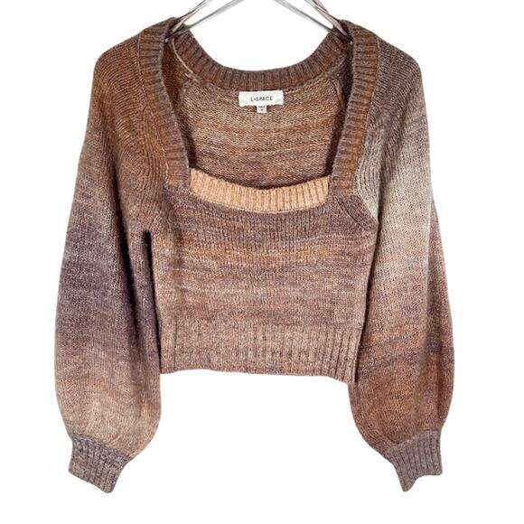 L*Space Paige Square Neck Cropped Pullover Sweater S Temescal Canyon Knit Cozy - Picture 3 of 10